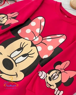 بلوز دخترانه پاییزه سرخابی طرح میکی موس