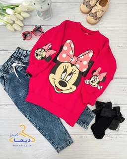 بلوز دخترانه پاییزه سرخابی طرح میکی موس