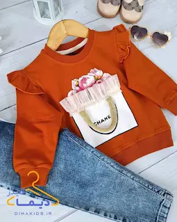 بلوز دورس آجری طرح سبد گل چنل