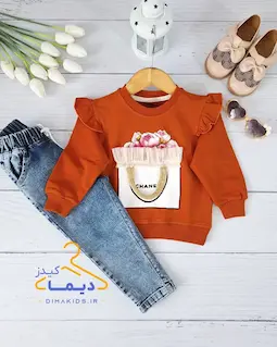 بلوز دورس آجری طرح سبد گل چنل