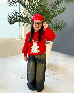 بلوز دورس آلبالویی طرح خرگوش ستاره ای