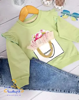 بلوز دورس سبز طرح سبد گل چنل