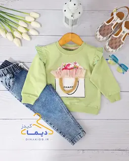 بلوز دورس سبز طرح سبد گل چنل