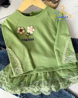 بلوز دورس سبز طرح پاچین دار دانتلی الینا
