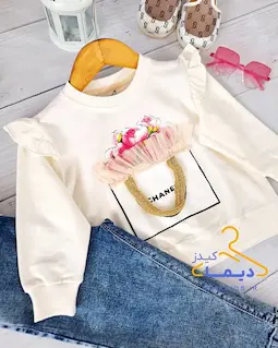 بلوز دورس سفید طرح سبد گل چنل