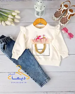 بلوز دورس سفید طرح سبد گل چنل