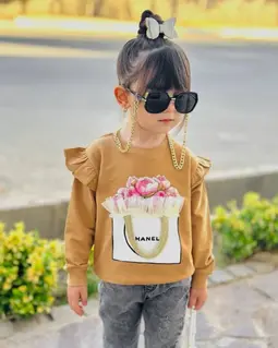 بلوز دورس قهوه ای طرح سبد گل چنل