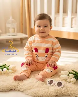بلوز و شلوار پاییزه گلبهی طرح راه راه خرسی