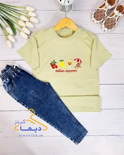 تیشرت گلدوزی سبز سدری طرح تابستونی 