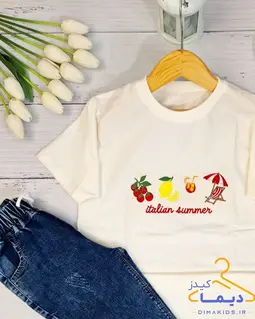 تیشرت گلدوزی سفید طرح تابستونی 