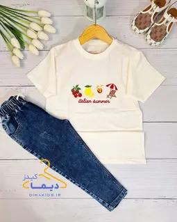 تیشرت گلدوزی سفید طرح تابستونی 