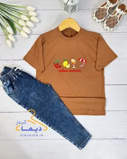 تیشرت گلدوزی شکلاتی طرح تابستونی 