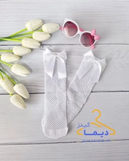 جوراب سه ربع پشت پاپیونی طرح توری
