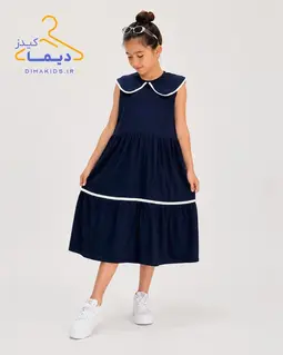 سارافون نخی سرمه ای طرح یقه ب ب 