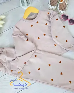 ست بلوز و شلوار بگ سوسنی طرح قلبی گلدوزی 