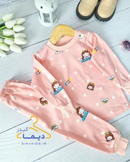 ست بلوز و شلوار تو کرک گلبهی طرح پرنسس رنگین کمان