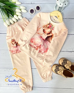 ست بلوز و شلوار گلبهی طرح پرنسس نگینی