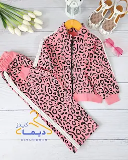 ست تیشرت و شلوار صورتی طرح پلنگی