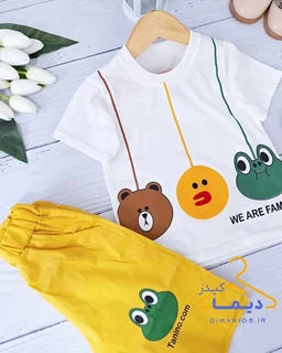 ست تیشرت و شلوارک اسپرت سفید طرح قورباغه