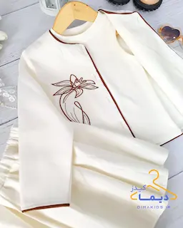 ست سه تکه کت و تاپ و دامن نباتی طرح گل لیلیوم قهوه ای