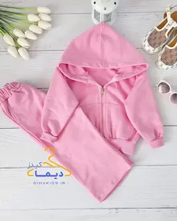 ست سوییشرت و شلوار صورتی طرح نگین