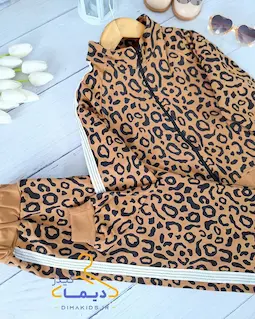 ست سوییشرت و شلوار موکایی طرح پلنگی