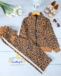 ست سوییشرت و شلوار موکایی طرح پلنگی