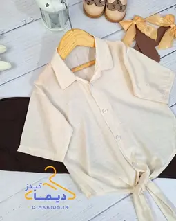 ست شومیز و شلوار نسکافه ای قهوه ای طرح گره ای