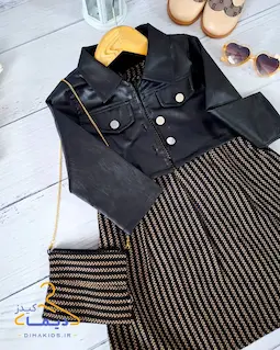 ست کت و سارافون مشکی طرح گندم