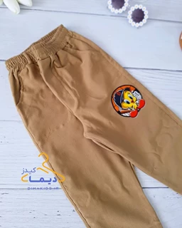شلوار کتان نسکافه ای روشن طرح چاپی برمودا 