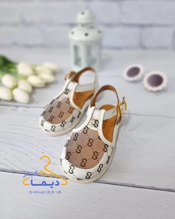 صندل توری طوسی سفید طرح گوچی