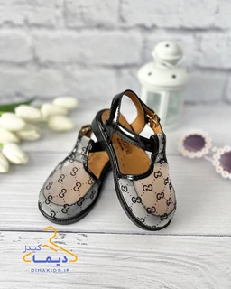 صندل توری طوسی مشکی طرح گوچی