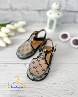 صندل توری طوسی مشکی طرح گوچی