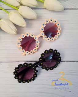 عینک دخترانه رنگی طرح فریم گرد بابونه