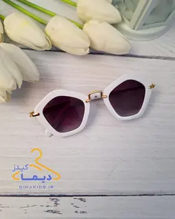 عینک دخترانه رنگی طرح پنج ضلعی دسته استیل