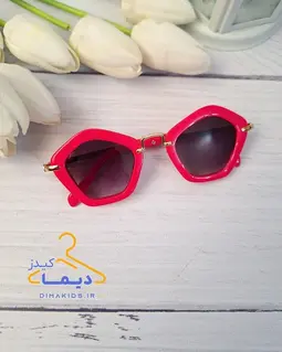 عینک دخترانه رنگی طرح پنج ضلعی دسته استیل