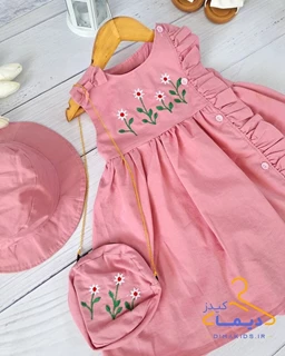 پیراهن جلو دکمه کالباسی طرح گلدوزی 