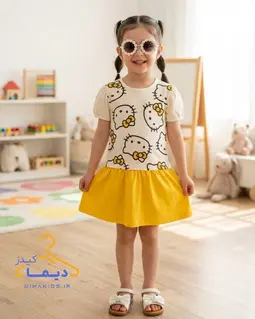 پیراهن زرد طرح کیتی
