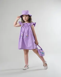 پیراهن سه تکه دو جیب سوسنی طرح گلدوزی