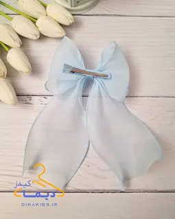 گلسر دخترانه آبی طرح پاپیونی حریر سلنا