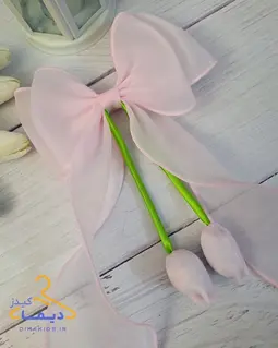 گلسر دخترانه ساده رنگی طرح پاپیون دو لایه آویز لاله