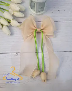 گلسر دخترانه ساده رنگی طرح پاپیون دو لایه آویز لاله
