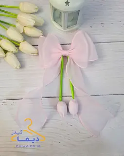 گلسر دخترانه ساده رنگی طرح پاپیون دو لایه آویز لاله