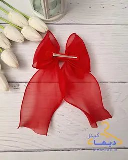 گلسر دخترانه قرمز طرح پاپیونی حریر مریدا