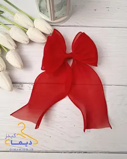 گلسر دخترانه قرمز طرح پاپیونی حریر مریدا