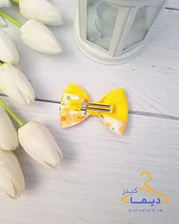 گلسر سفید لیمویی طرح پایپون شکوفه های زرد بدون دنباله
