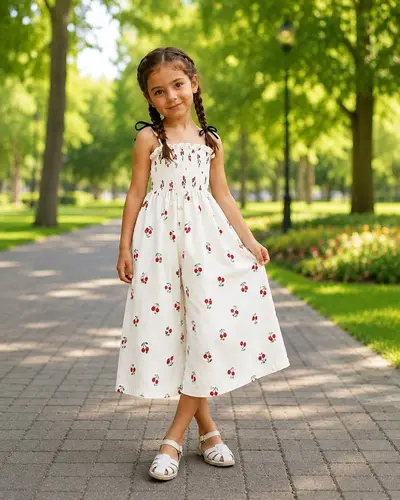 بیلر دخترانه سفید طرح گیلاس