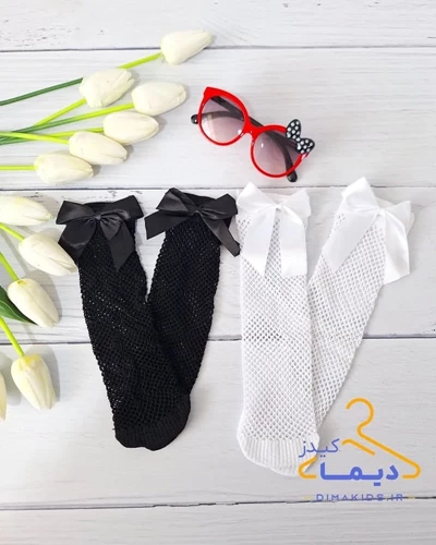 جوراب سه ربع پشت پاپیونی طرح توری