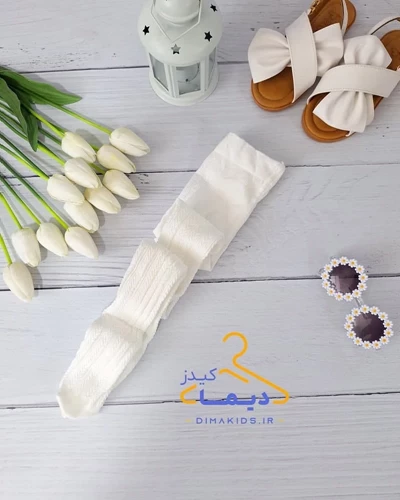 جوراب شلوار دخترانه سفید طرح گندمی
