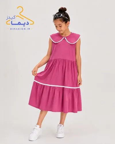 سارافون نخی صورتی طرح یقه ب ب 